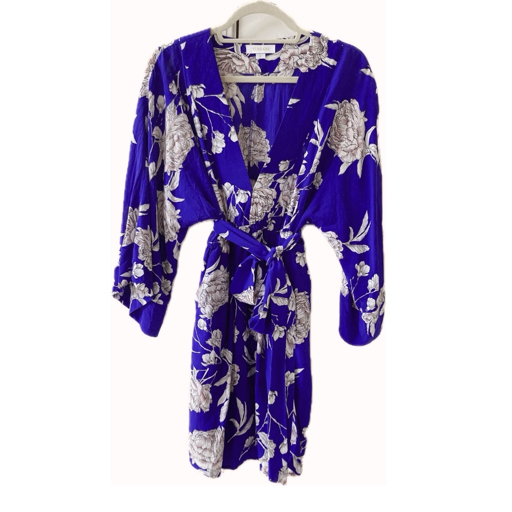 YUMI KIM Rare Silk Floral Mini Dress Party Tie-Waist V-Neck Summer Dress - Picture 3 of 15